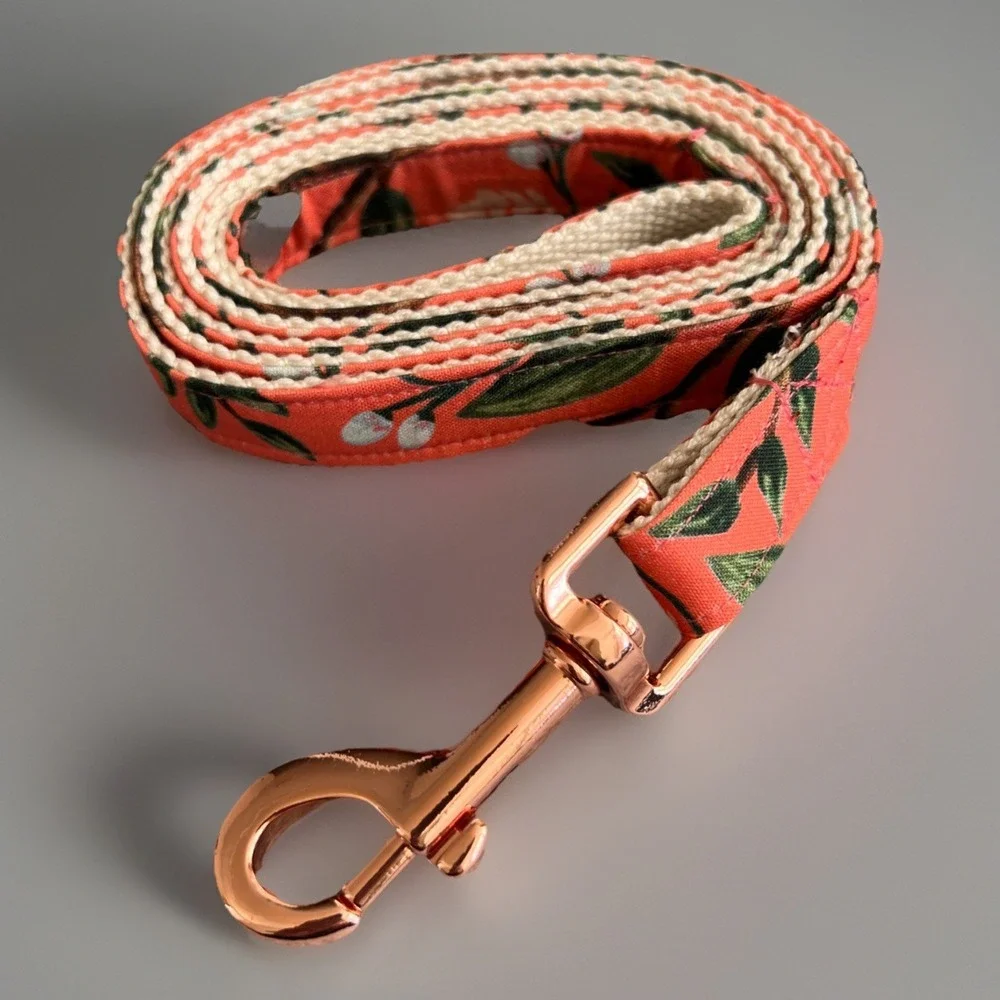 Elegant Little Tail Dog Leash Tropical Floral Print Cotton Durable Light New